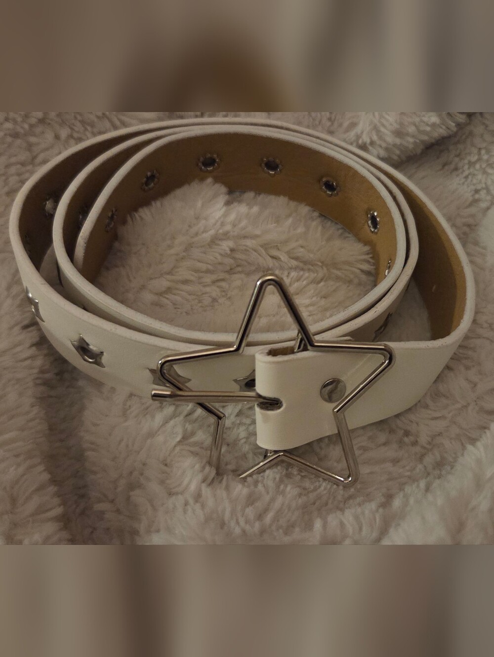 White Star Buckle Faux Leather Fashion Belt